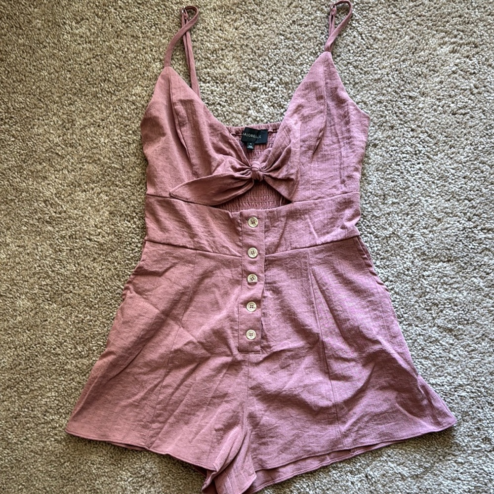 MAJORELLE Pink Button-Front Romper